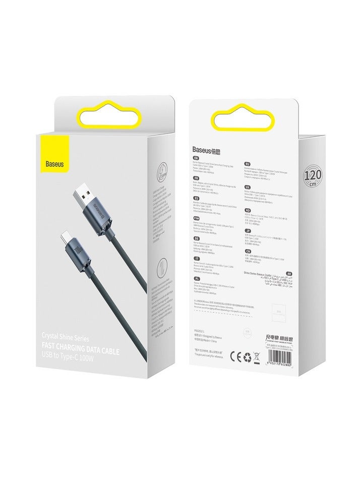 Baseus Crystal Shine Series Fast Charging Data Cable USB to Type-C 100W 1.2m Black - Image 1