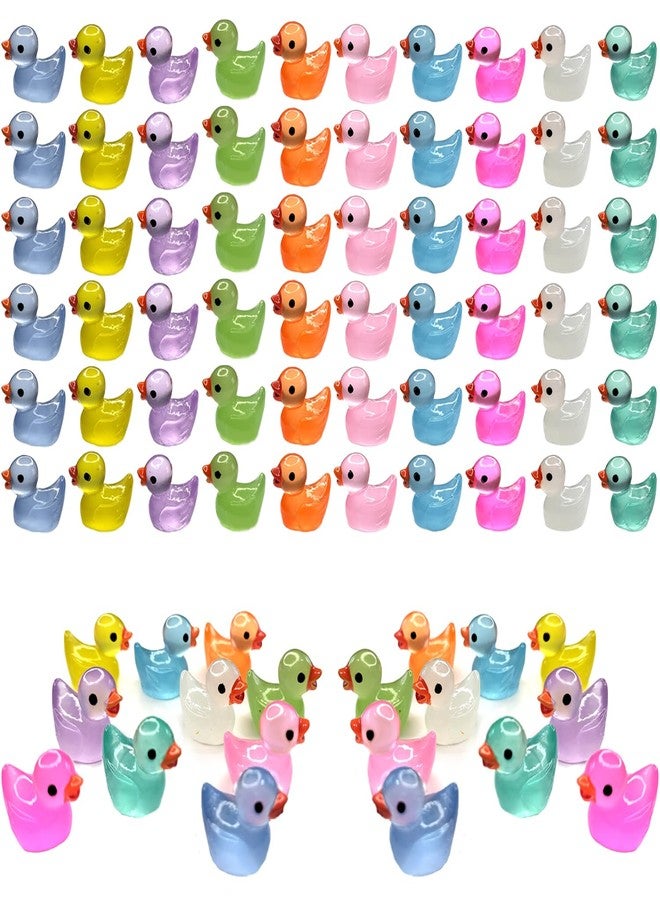 Cidinge 60 Pcs Mini Resin Ducks Luminous Tiny Ducks Miniature Duck Glow in The Dark for DIY Garden Dollhouse Duck Accessories Micro Landscape Aquarium Party Decor - Image 1
