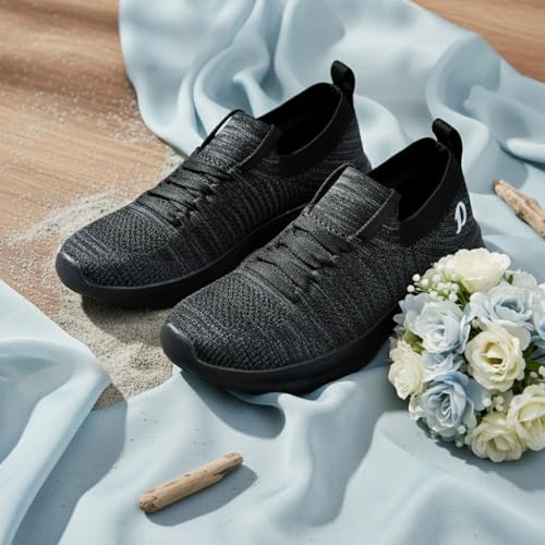 DOCTOR EXTRA SOFT Women’s Running & Walking Shoes| Lightweight Comfortable Slip-On Sports Sneakers, Memory Foam Cushion, Breathable Knitting, Anti-Slip Sole Flexible Gym Training D-1005 Black - Image 2