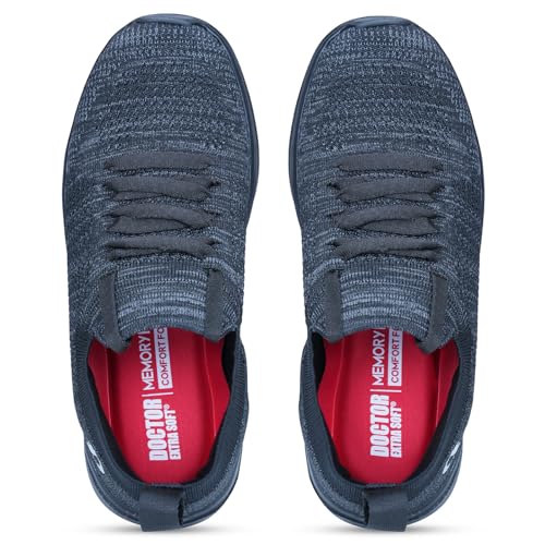 DOCTOR EXTRA SOFT Women’s Running & Walking Shoes| Lightweight Comfortable Slip-On Sports Sneakers, Memory Foam Cushion, Breathable Knitting, Anti-Slip Sole Flexible Gym Training D-1005 Black - Image 3