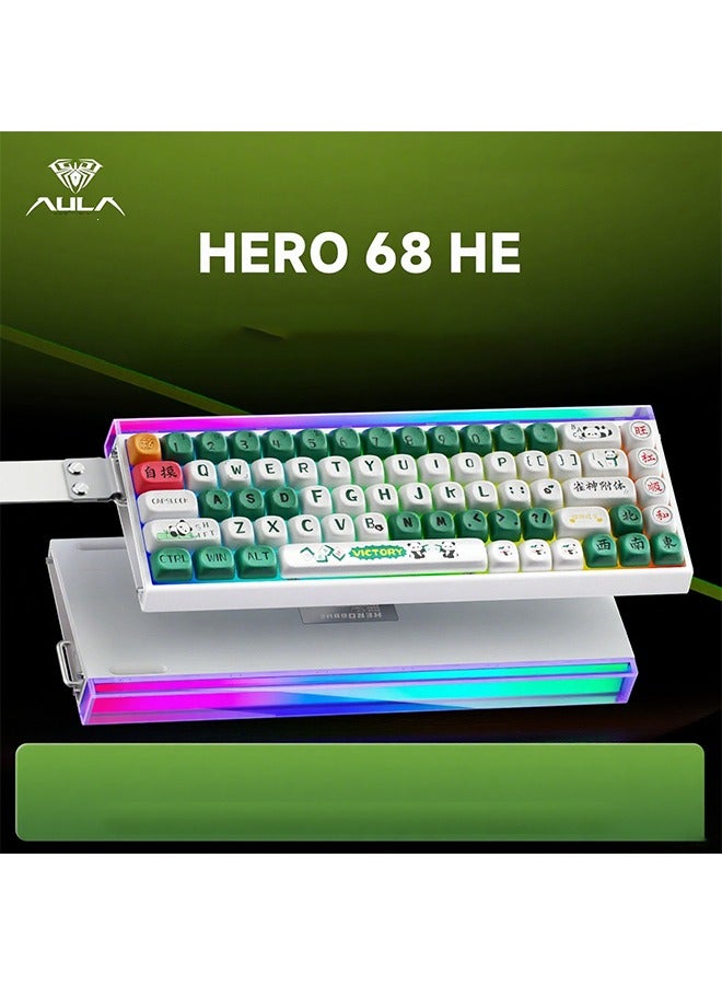 AULA HERO 68 HE 60% Gaming Keyboard Wired, Hall Effect Magnetic Switch Keyboard with Adjustable Actuation, Rapid Trigger Mode, 8K Hz Polling Rate, 0.125ms Latency,Side Printed PBT Keycaps, RGB Backlit