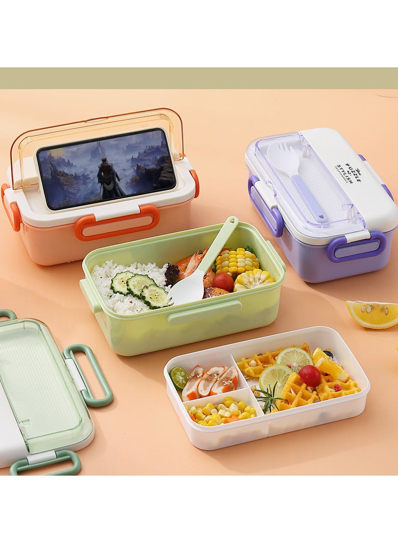 TOMSHOO Bento Box for Kids Adults，1100 ML Lunch Box with Mini Fruit Fork，Bento Lunch Box With Utensils,2 Layer Food Containers for School Canteen, BPA Free, Microwave and Dishwasher Safe (Purple) - Image 4