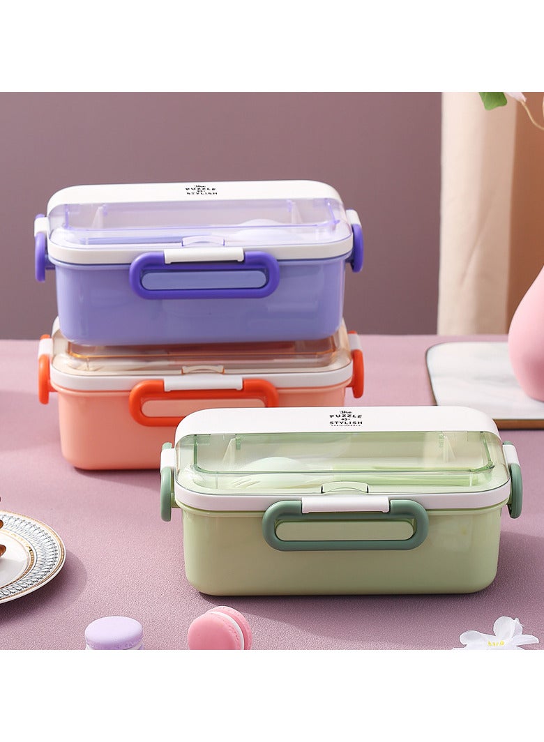 TOMSHOO Bento Box for Kids Adults，1100 ML Lunch Box with Mini Fruit Fork，Bento Lunch Box With Utensils,2 Layer Food Containers for School Canteen, BPA Free, Microwave and Dishwasher Safe (Purple) - Image 5