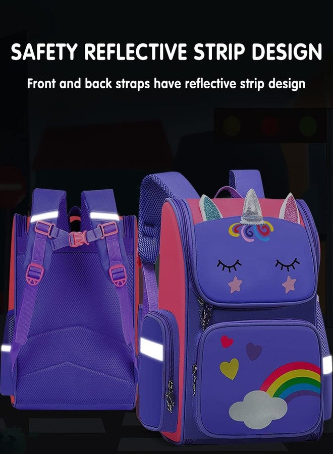 MCWTH School Backpack for Girls Large Capacity Waterproof Light Weight Schoolbag Bookbag for Kids Primary School Student (Magic Horse Purple) - Image 3