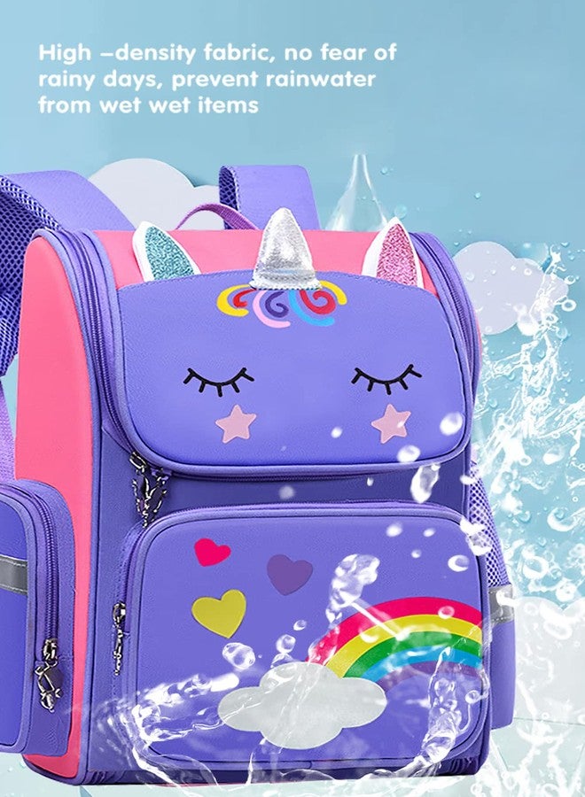 MCWTH School Backpack for Girls Large Capacity Waterproof Light Weight Schoolbag Bookbag for Kids Primary School Student (Magic Horse Purple) - Image 5