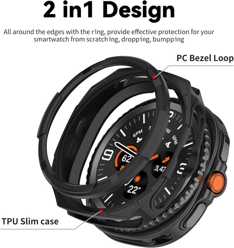 SYOSI Smartwatch Protector for Galaxy Watch 8 Classic 46mm, Scratch-Resistant TPU Military Protection, Rugged Cover for Drops  Scratches, Smartwatches Accessories, Black - Image 3