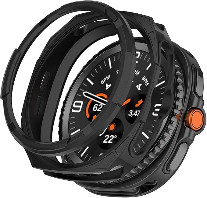 SYOSI Smartwatch Protector for Galaxy Watch 8 Classic 46mm, Scratch-Resistant TPU Military Protection, Rugged Cover for Drops  Scratches, Smartwatches Accessories, Black - Image 1