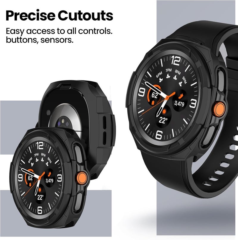 SYOSI Smartwatch Protector for Galaxy Watch 8 Classic 46mm, Scratch-Resistant TPU Military Protection, Rugged Cover for Drops  Scratches, Smartwatches Accessories, Black - Image 2