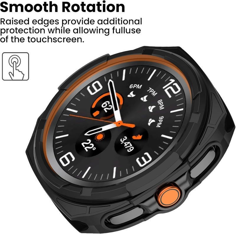 SYOSI Smartwatch Protector for Galaxy Watch 8 Classic 46mm, Scratch-Resistant TPU Military Protection, Rugged Cover for Drops  Scratches, Smartwatches Accessories, Black - Image 4