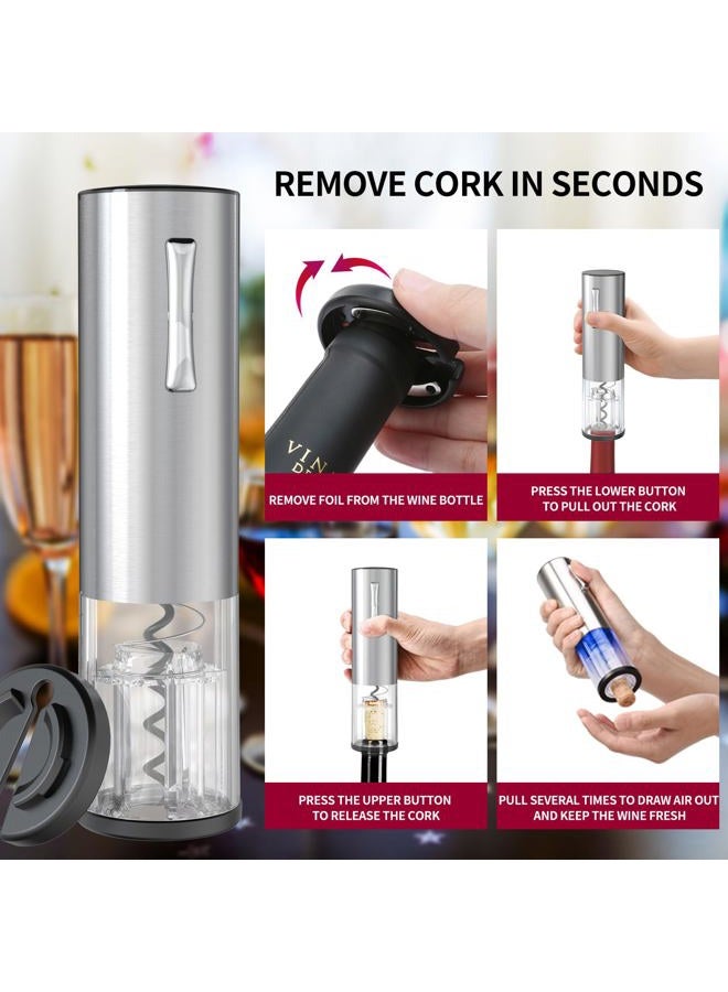 CircleJoy 4-in-1 Wine Set - Silver: Electric Wine Opener, Aerator, Foil Cutter, Vacuum Stopper - Image 3