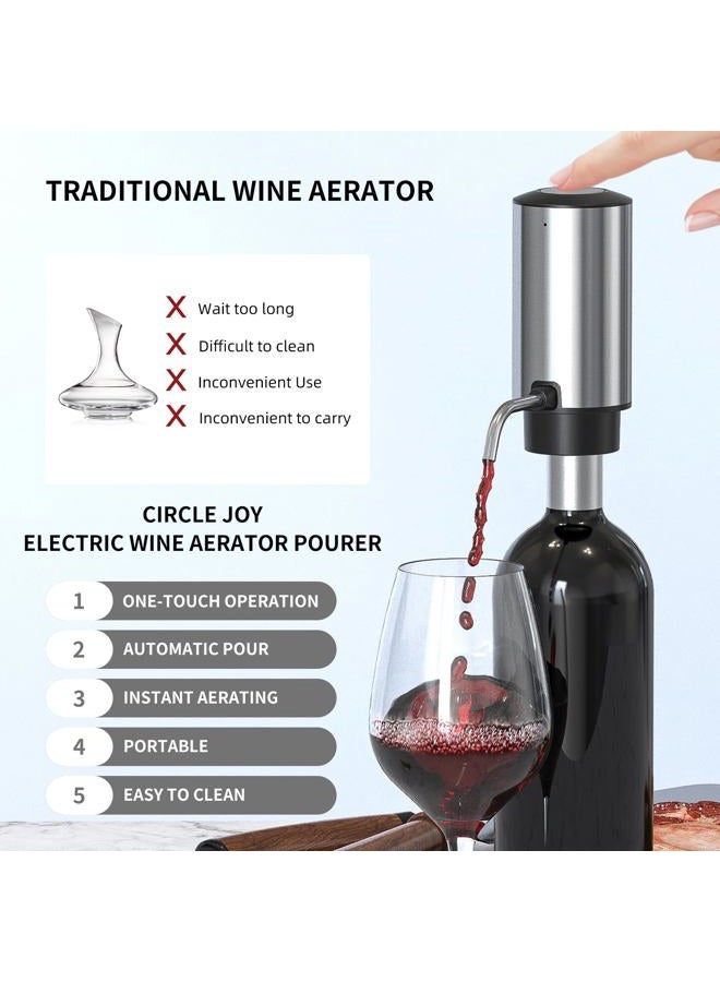 CircleJoy 4-in-1 Wine Set - Silver: Electric Wine Opener, Aerator, Foil Cutter, Vacuum Stopper - Image 4