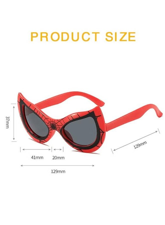 2Pcs Children's Sunglasses Anti-UV Spider Boy Sunglasses Superhero Cartoon Glasses Men and Girls Sun Glasses(Red+Blue) - Image 3