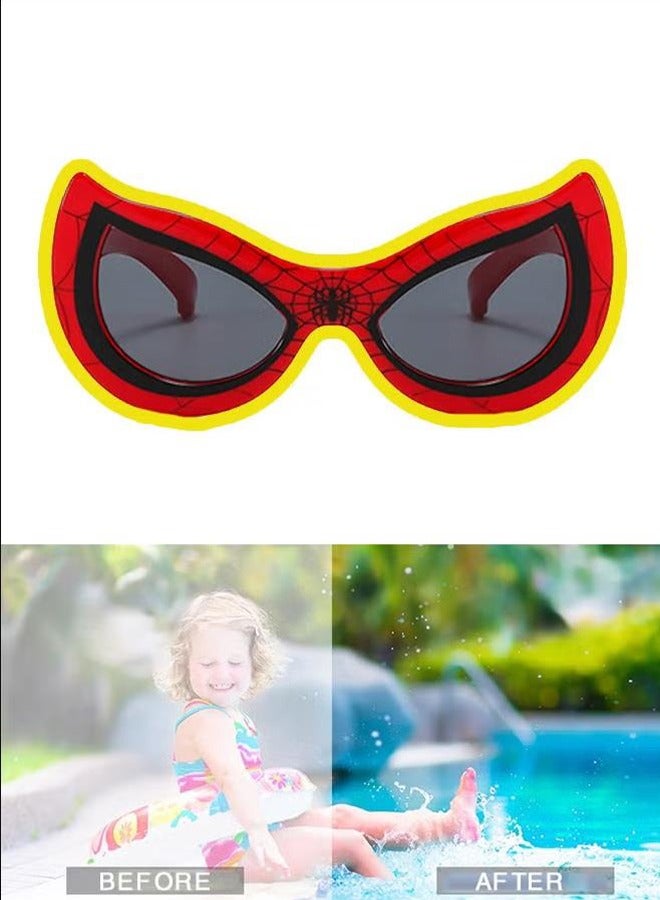2Pcs Children's Sunglasses Anti-UV Spider Boy Sunglasses Superhero Cartoon Glasses Men and Girls Sun Glasses(Red+Blue) - Image 2
