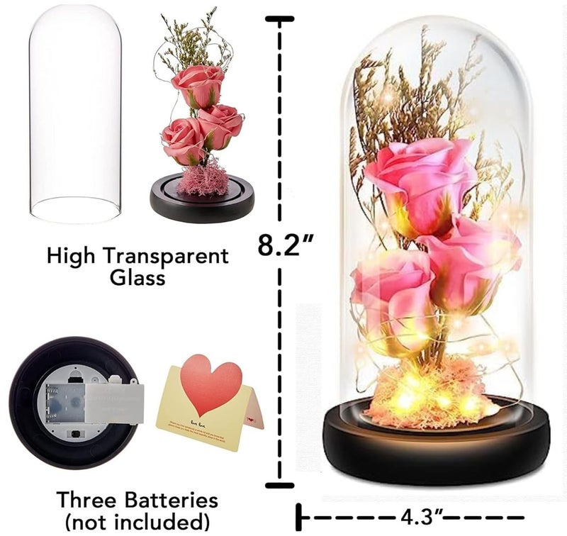 HVG TRADERS Artificial Flower Galaxy Glass Rose Flowers Forever Eternal Crystal Light Up Rose in Glass Dome with Butterfly Presents for Her Mom Sister Wife Girlfriend Purple ROSE FLOWER WITH NATUREL - Image 3