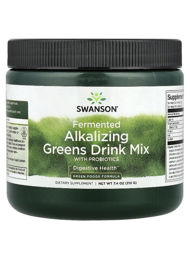 Swanson, Fermented Alkalizing Greens Drink Mix with Probiotics, 7.4 oz (210 g) - Image 1