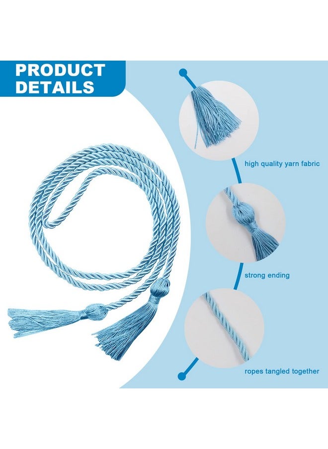BangBoom 66 Inches Tassel Cord Graduation, Braided Solid Color Honor Cords, Graduation Honor Cords Rope Belt, Graduation Ropes High Honor For Grad Days (Blue)  - Image 2