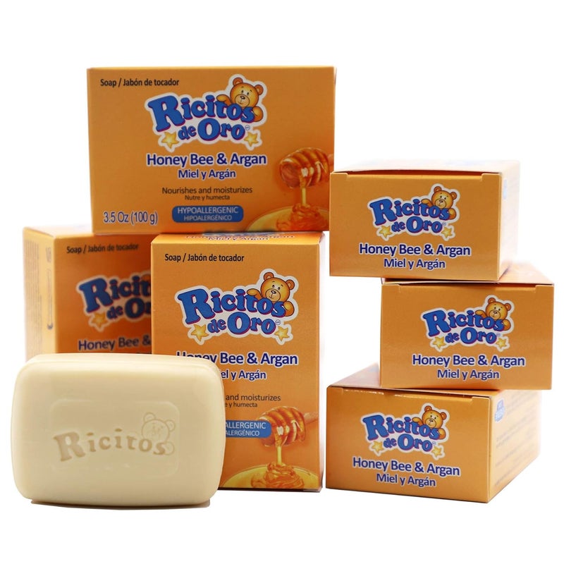 Ricitos de Oro Honey Bee Bar Soap Hypoallergenic Bar Soap Assists in Moisturizing Babys Skin Delicate Skin 6Pack of 35 Oz 6 Bar Soaps