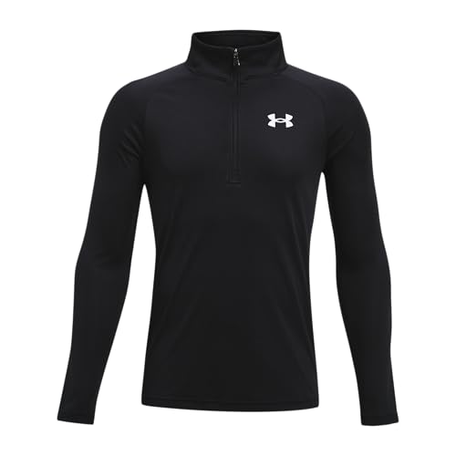 Under Armour boys Tech 2.0 1/2 Zip T-shirt , Black (001)/White , Youth X-Small - Image 2