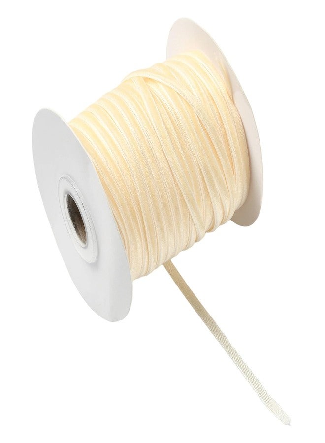 Kissitty 50 Yards Cornsilk Velvet Ribbon Single Side Velvet Decorative Ribbon 3-4mm Vintage Ribbons Bows Crafts Ribbons for Gift Packing Party Wrapping Hair Bows Making Wedding Decoration - Image 1