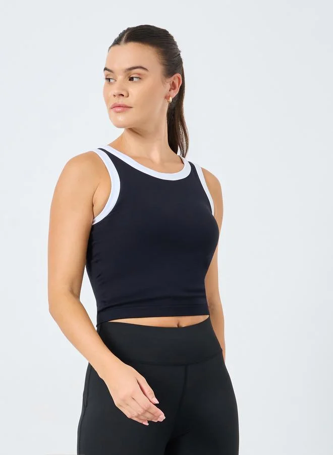 Styli Active Contrast Edge Longline Medium Support Sports Bra