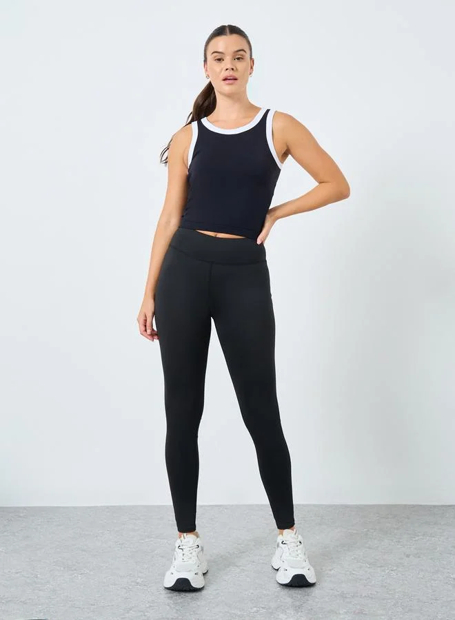 Styli Active Contrast Edge Longline Medium Support Sports Bra