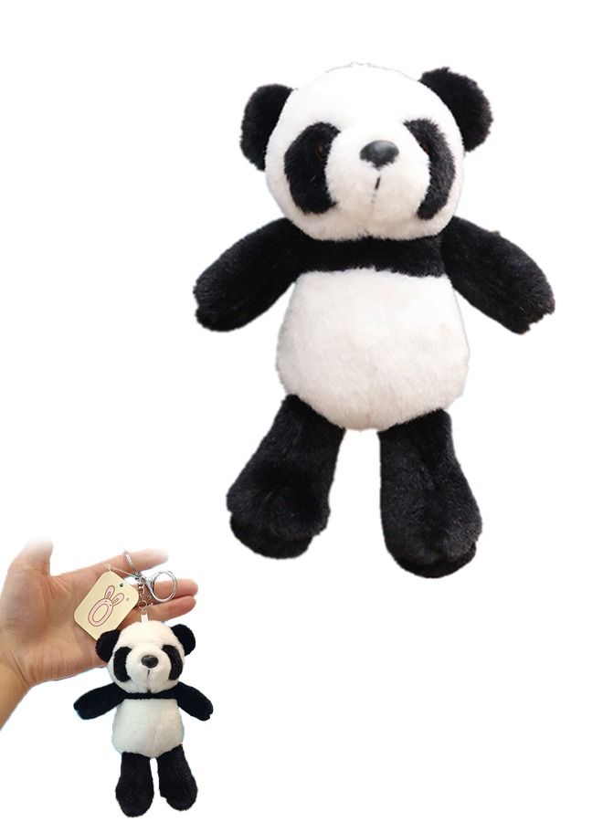 Plush panda Toy Keychain, Lovely Stuffed Doll Pendant Keychain, Award Goodie Bag Fillers Animal Themed Party (Black) - Image 1
