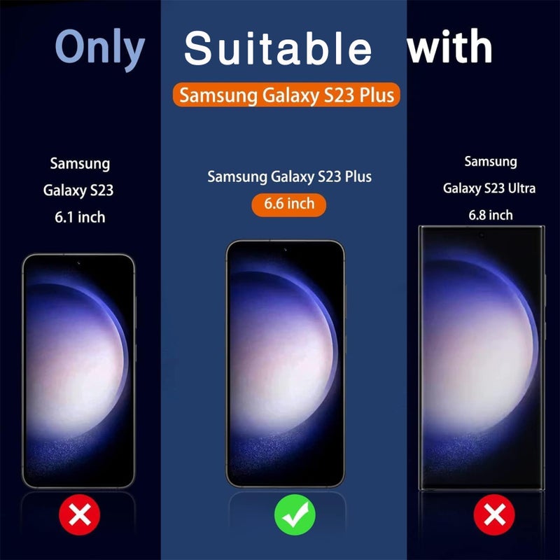 Milomdoi [3+3 Pack] for Samsung Galaxy S23 Plus S23+ Privacy Screen Protector Tempered Glass Accessories 3 Pack Privacy Screen Samsung Galaxy S23 Plus S23+ 3 Pcs Camera Lens protector Case Friendly - Image 2