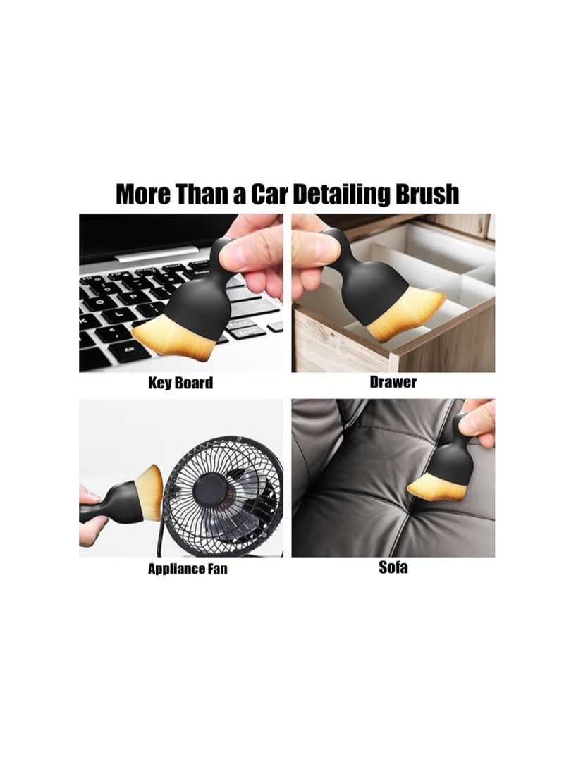 HIHIDAY 3 Pcs Car Detailing Brush Set (Multiuse) Car Interior Cleaning Tool, Keyboard, Drawers, Table Fan, Sofa Brush Dense Bristles Scratch for Air Conditioning Vents, Dashboard, Ventilation Slots Crevices Cleaning Tools (black) - Image 3