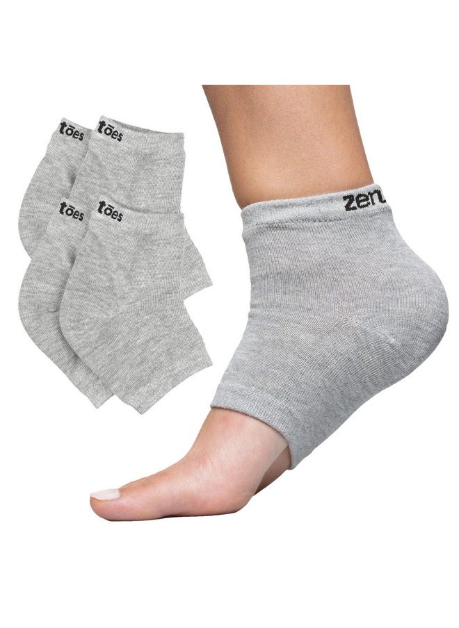Zentoes - ZenToes Moisturizing Heel Socks 2 Pairs Gel Lined Toeless Spa Socks to Heal and Treat Dry, Cracked Heels While You Sleep (Men's Large, Gray) - Image 1