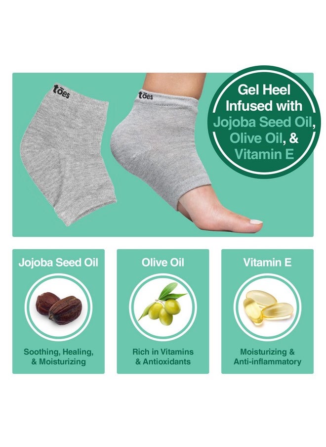Zentoes - ZenToes Moisturizing Heel Socks 2 Pairs Gel Lined Toeless Spa Socks to Heal and Treat Dry, Cracked Heels While You Sleep (Men's Large, Gray) - Image 1