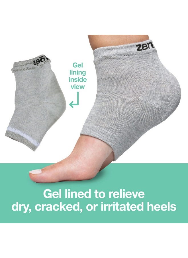 Zentoes - ZenToes Moisturizing Heel Socks 2 Pairs Gel Lined Toeless Spa Socks to Heal and Treat Dry, Cracked Heels While You Sleep (Men's Large, Gray) - Image 1