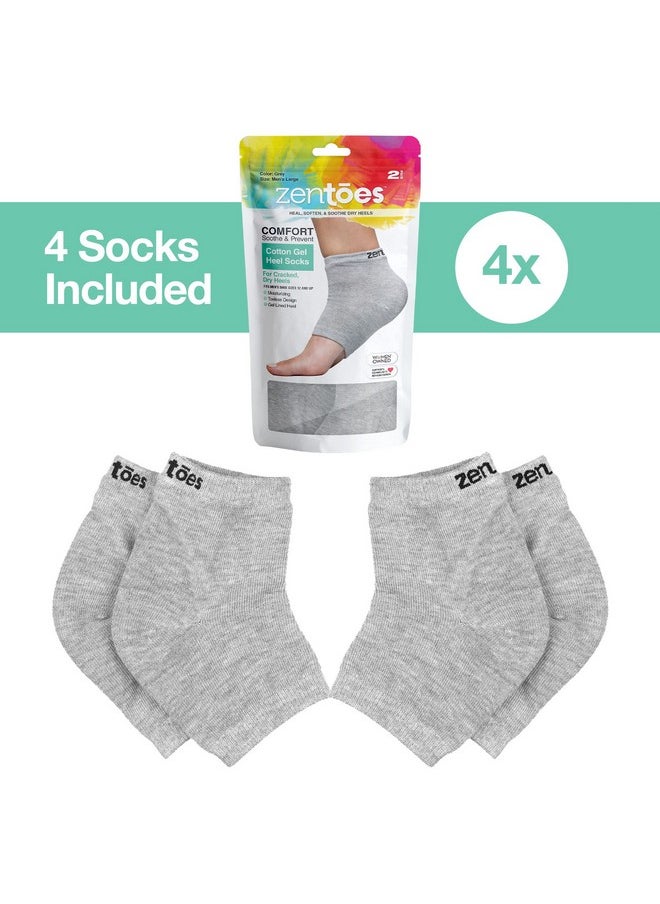Zentoes - ZenToes Moisturizing Heel Socks 2 Pairs Gel Lined Toeless Spa Socks to Heal and Treat Dry, Cracked Heels While You Sleep (Men's Large, Gray) - Image 1
