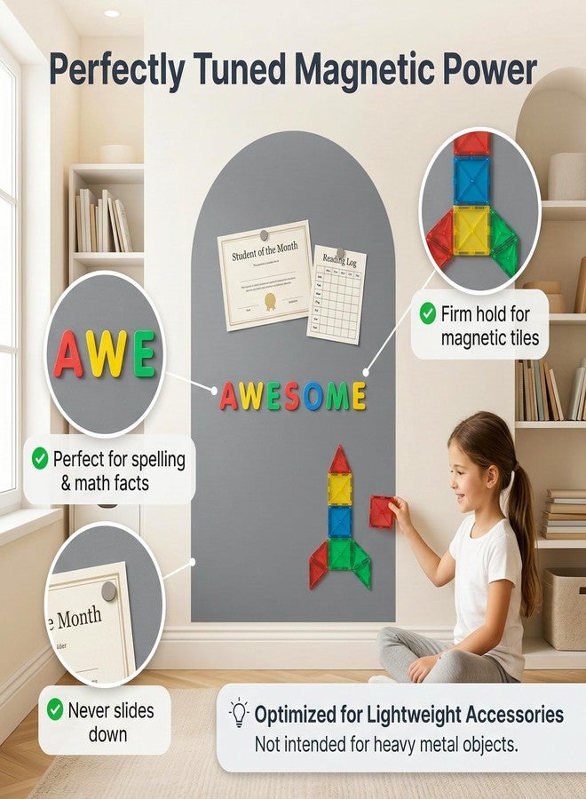Qiytecno Magnetic Arch Wall Decal: Large 39.4"x23.6" Strong Adhesive Screen Free Chalkboard for Wall - Modern Playroom Decor & Homeschool Learning Station for Toddlers 1-4 & Kids 5-10 (Quiet Gray) - Image 5