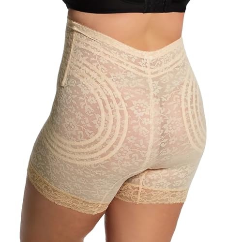 Rago High Waist Lace Leg Shaper | XS–8X | Extra Firm Control | Made in USA | No Roll | Split Crotch | Style 6207 | Beige L/30 - Image 3