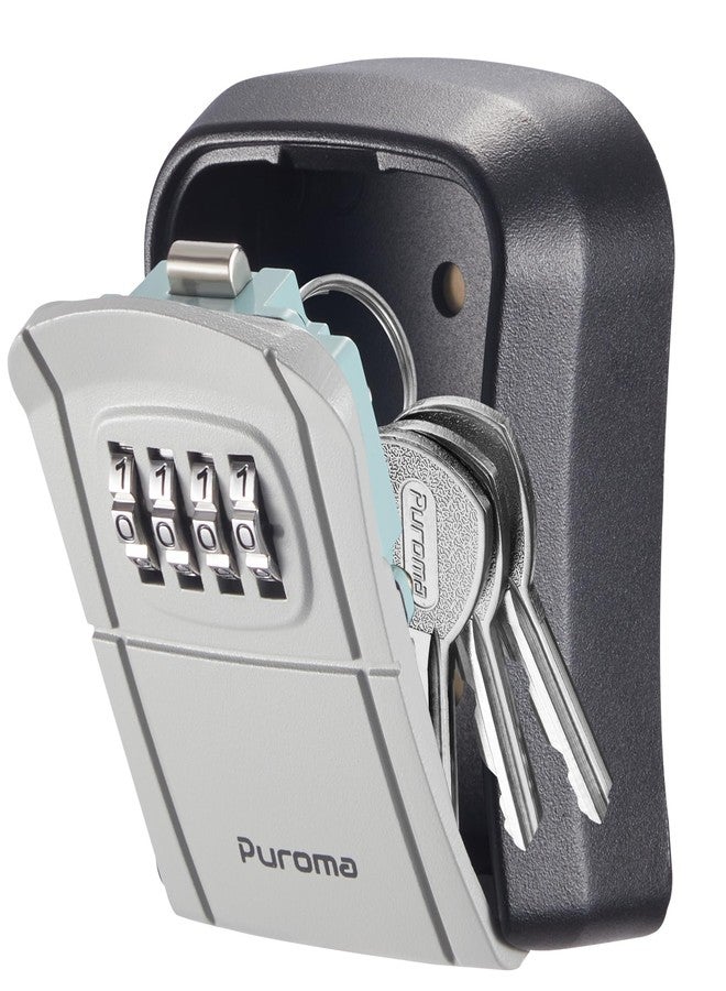Puroma Key Lock Box Combination Lockbox Wall-Mounted Key Storage Box for House Keys, Resettable Code Safe Security Lock Box for Home, Office, Garage, Apartment Spare Key Storage (1 Pack, Grey) - Image 1