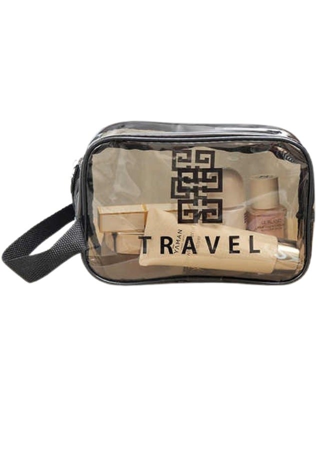 TRAVEL Waterproof Cosmetic and Toiletry Bag for Travel, Dry and Wet Separate Storage for Women and Men 21X8X13CM -Black - Image 1