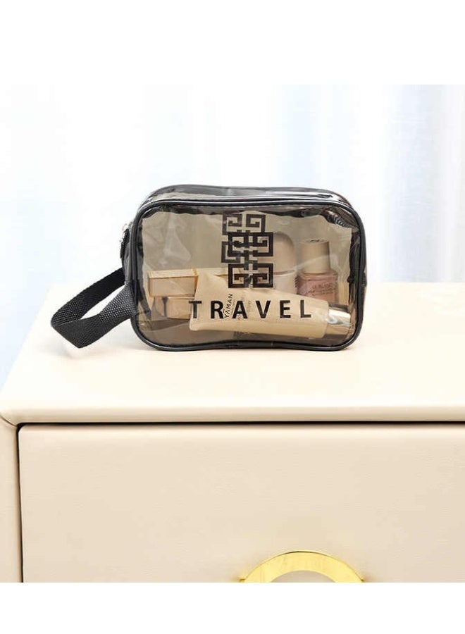 TRAVEL Waterproof Cosmetic and Toiletry Bag for Travel, Dry and Wet Separate Storage for Women and Men 21X8X13CM -Black - Image 3