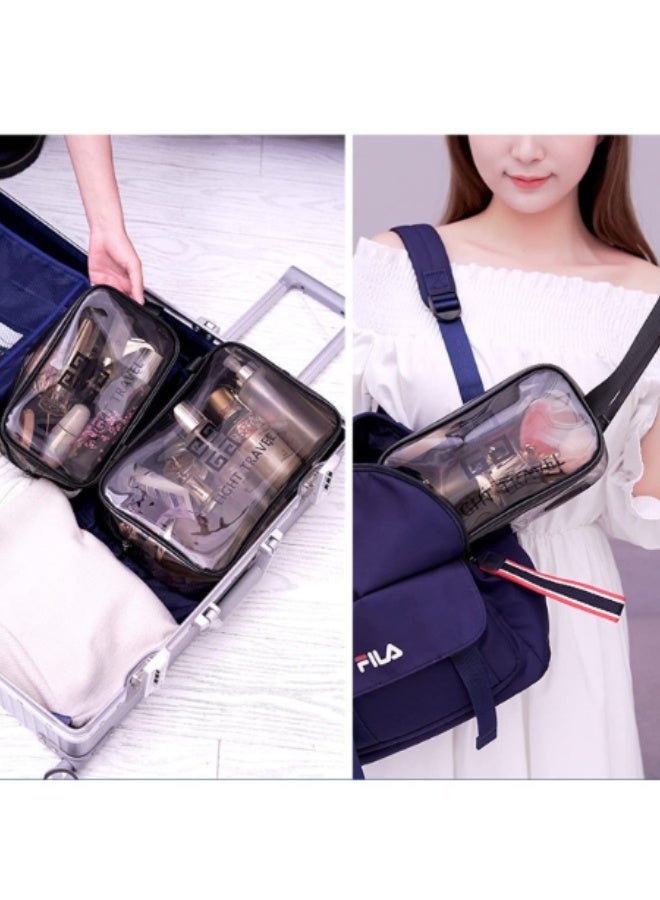 TRAVEL Waterproof Cosmetic and Toiletry Bag for Travel, Dry and Wet Separate Storage for Women and Men 21X8X13CM -Black - Image 4