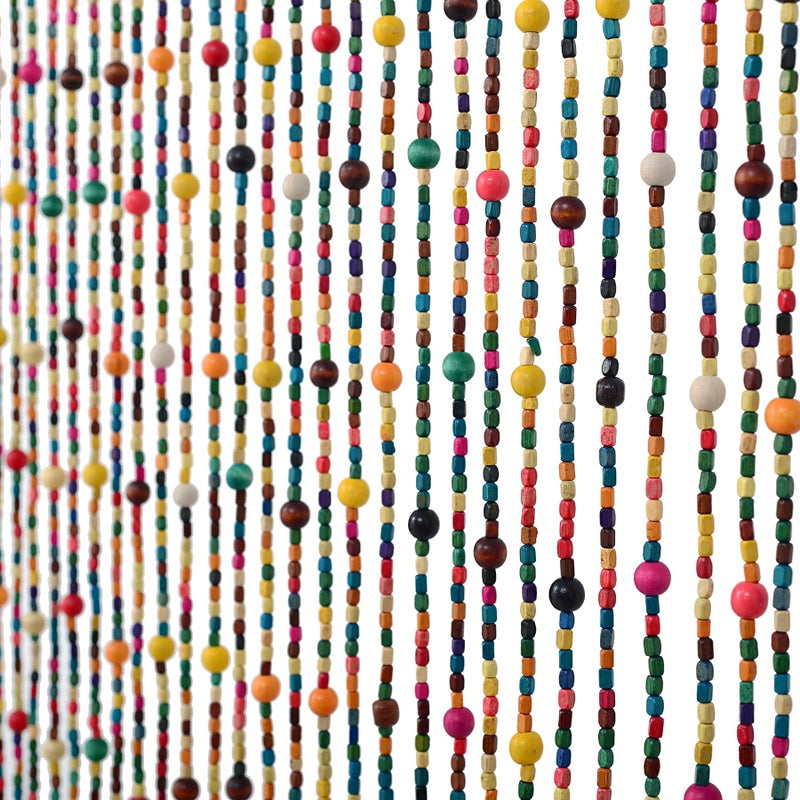 FlavorThings 36 x 79 41 Strands Rainbow Colorful Hippie Wood Beaded Curtain BohoBohemian Natural Wooden Door Doorway Beads BambooLike Window Front Door Decor Curtains Home Decor Gift Set