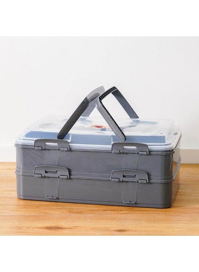 DANUBE HOME Qlux Takeaway Dublex Pastry Carryying Box - Anthracite 42X29X18Cm Polypropylene Pastry Carrying Box Food Storage For Home Kitchen Dining - Grey - Image 1