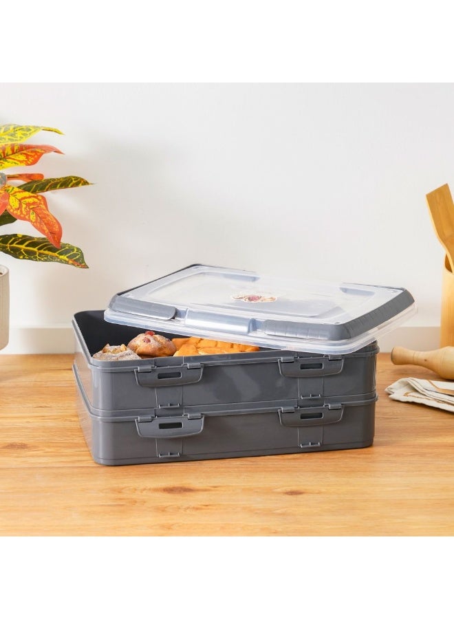 DANUBE HOME Qlux Takeaway Dublex Pastry Carryying Box - Anthracite 42X29X18Cm Polypropylene Pastry Carrying Box Food Storage For Home Kitchen Dining - Grey - Image 4
