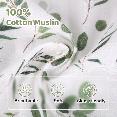 Rquite Car Seat Cover for Girl Boy, Muslin Cotton Infant Car Seat Canopy, Breathable Baby Carrier Cover, Summer Stroller Sun Shade, Leaf - Image 2