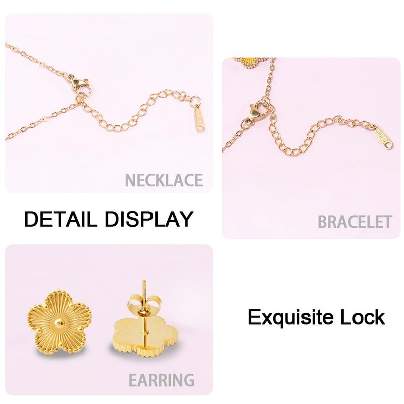 FLY FEI 18K Gold-Plated Four Leaf Clover Bracelet for Women,Adjustable lucky Bracelet Set Jewelry Gift-Hypoallergenic Charm for Birthdays, Wellness & Daily Wear(style07-golden set(3pcs)) - Image 3