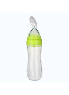 Safe-O-Kid 1 Easy Squeezy Silicone Food Feeder Spoon (Soft Tip) Bottle Green 90Ml Pack Of 1  - Image 1