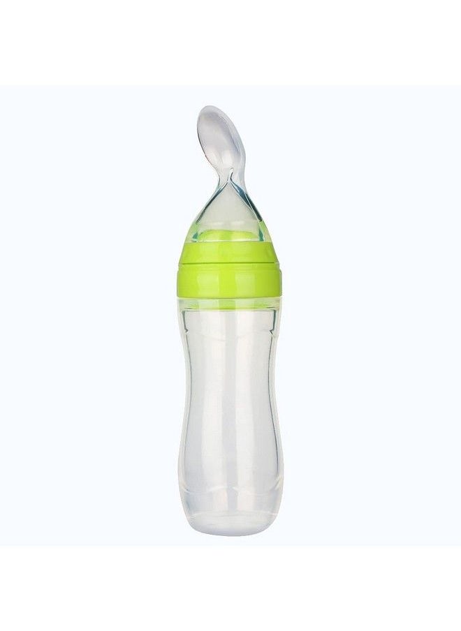 Safe-O-Kid 1 Easy Squeezy Silicone Food Feeder Spoon (Soft Tip) Bottle Green 90Ml Pack Of 1  - Image 1
