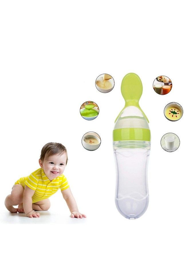 Safe-O-Kid 1 Easy Squeezy Silicone Food Feeder Spoon (Soft Tip) Bottle Green 90Ml Pack Of 1  - Image 5
