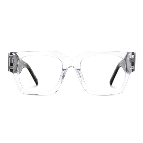 Zeelool Retro Square Eyeglasses Frame for Men with Non-prescription Clear Lens Dedee ZJGX535555-03 Crystal - Image 1