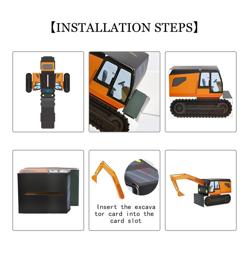 HEIPINIUYE Valentines Cards for Kids 3D Excavator Valentines Box for Kids Classroom School Gift Exchange Digger Valentine Mailbox with 30 Construction Cards and 5 Teacher Card - Image 3