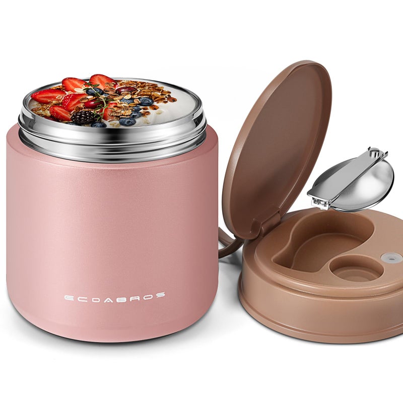 eedabros 15.2oz Kids Thermo for Hot Food â€“ Vacuum Insulated Food Jar with 316 Stainless Steel Interior, Leakproof Wide Mouth Soup Thermos for School Lunch (Pink) - Image 1