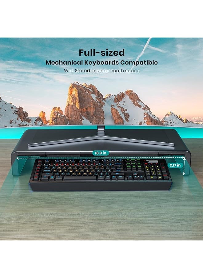 erorex - Monitor Stand Riser Klearlook Foldable Computer Monitor Riser Height Adjustable Computer Stand Desk Shelf Riser With Storage Drawer And Tablet Phone Stand For Computer Desktop Laptop Black - Image 1